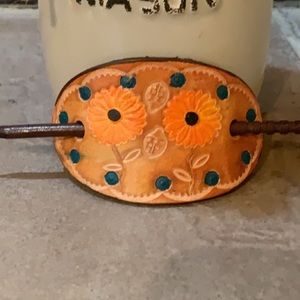 Custom Made Leather Tooled Hair Wrap